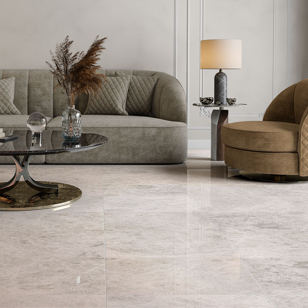 Silver Mystique Polished Marble Tiles 18x18