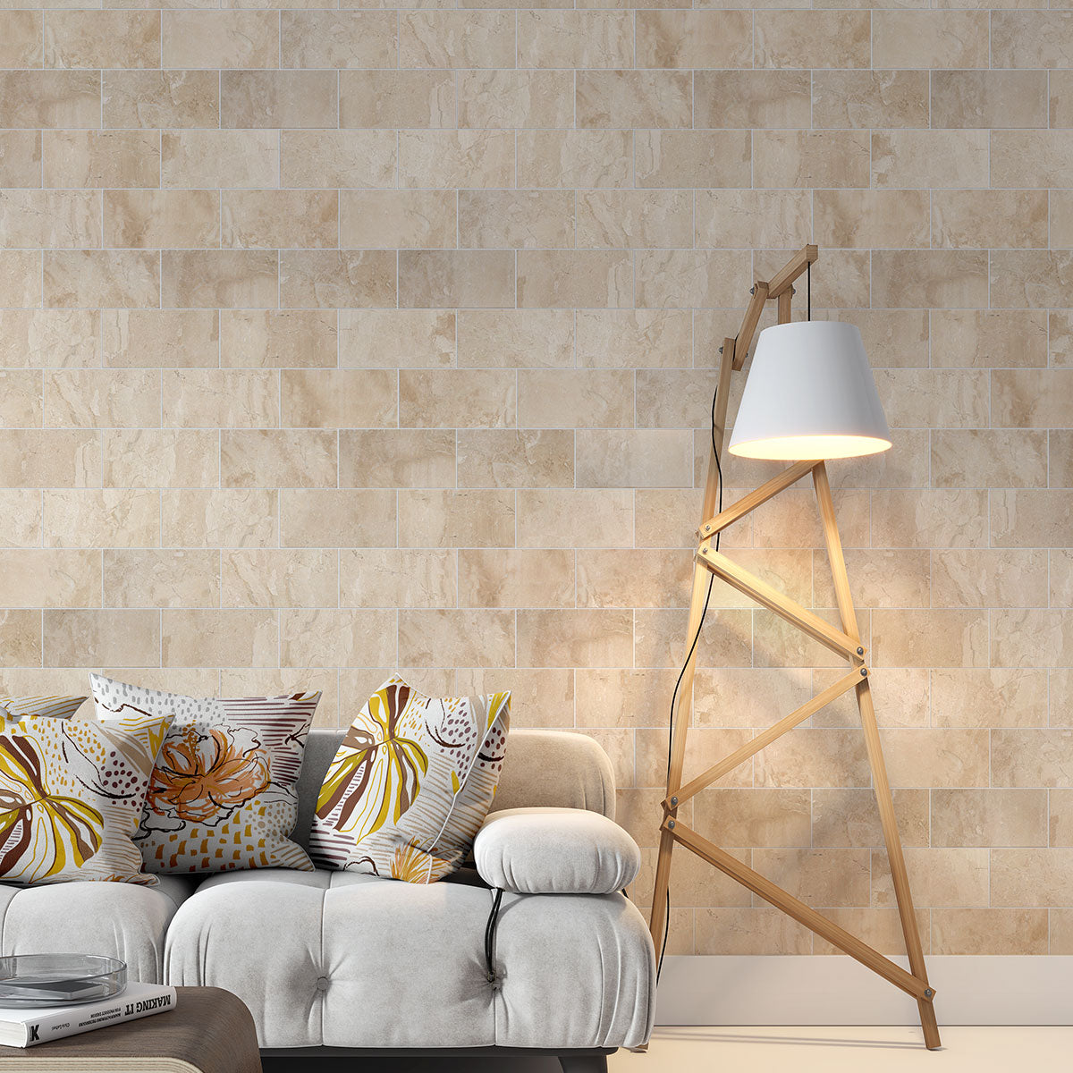 Royal Beige Polished Marble Tiles 6x12