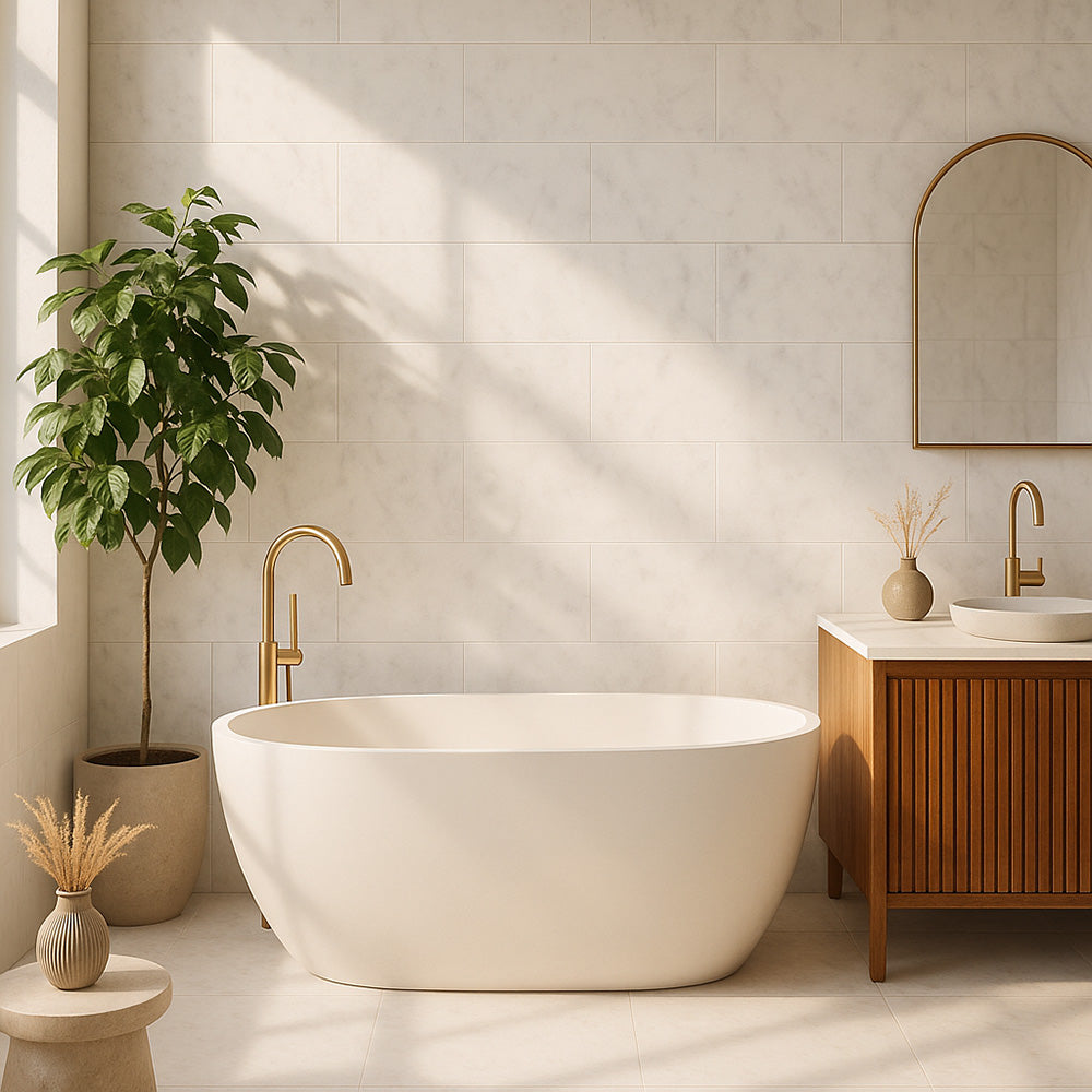 Carrara T Polished Marble Tiles 12x24