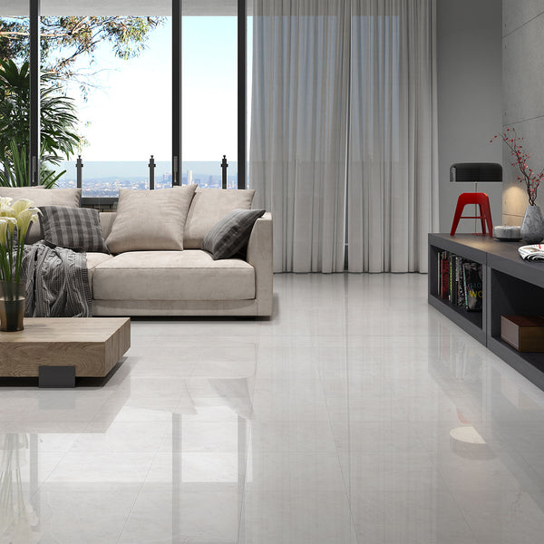 Siberian White Polished Marble Tiles 12x12