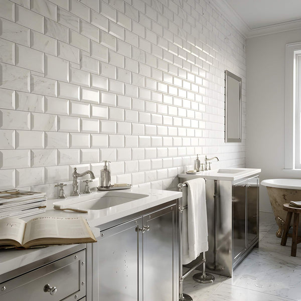 Calacatta T Polished Subway Marble Tiles 3x12