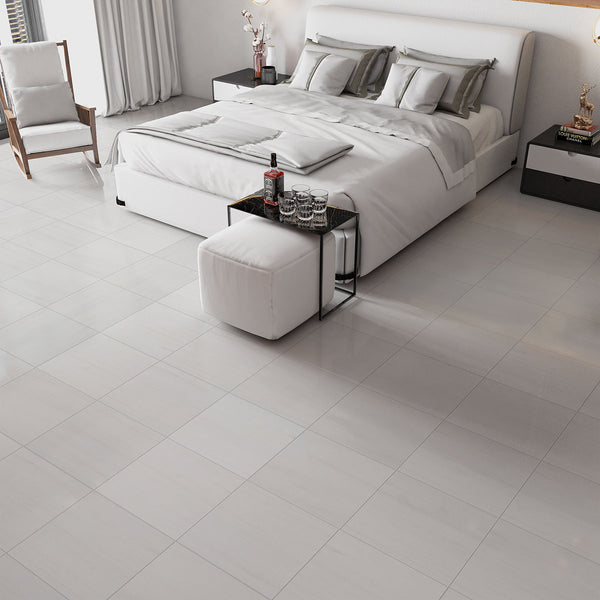Bianco Dolomiti Honed Marble Tiles 18x18