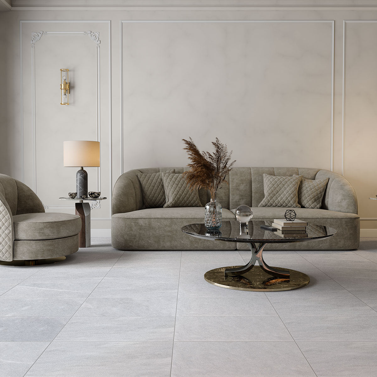 Bardiglio Light Fine Textured Marble Tiles 16x16