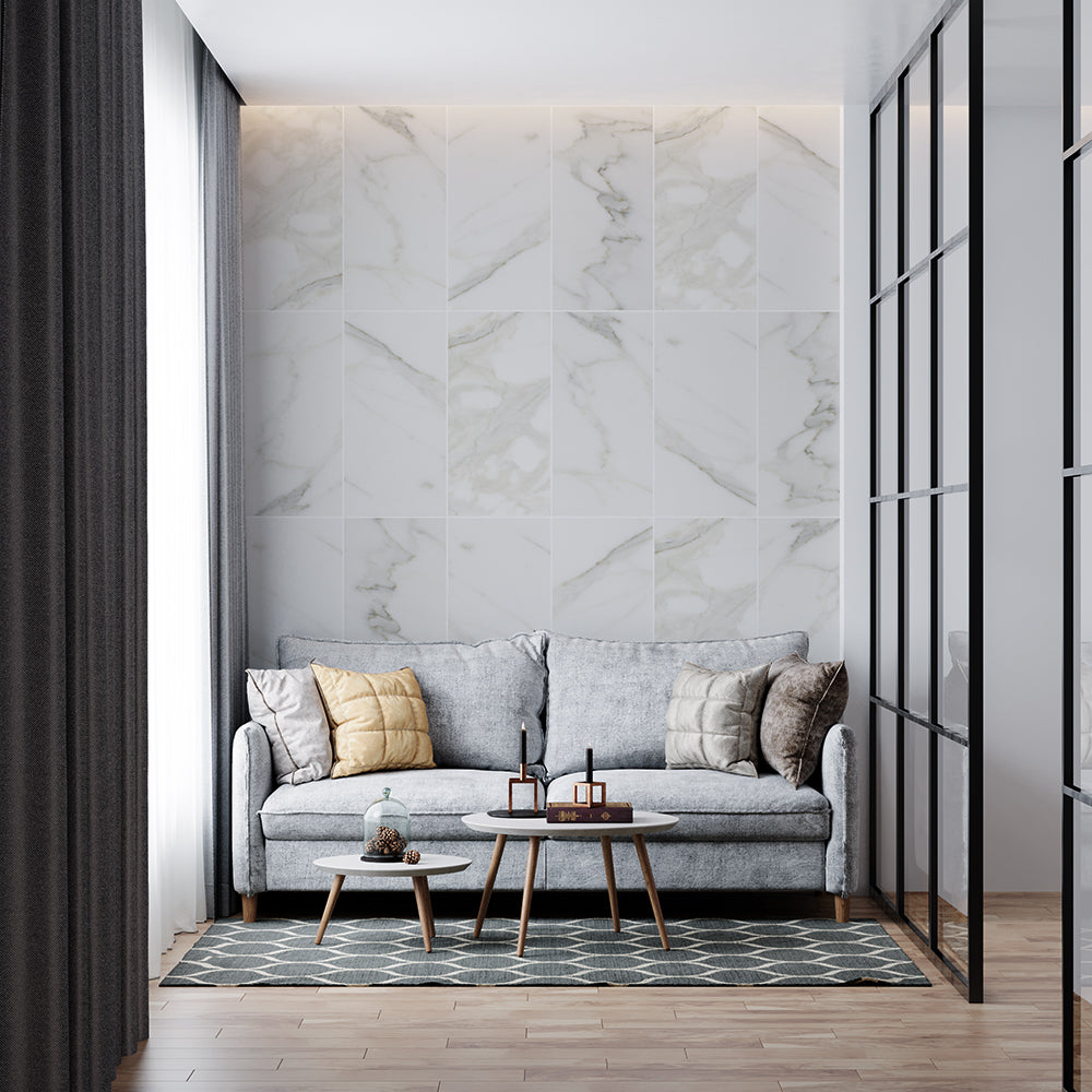 Calacatta Gold Honed Marble Tiles 12x24