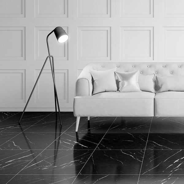 Black Polished Marble Tiles 18x18