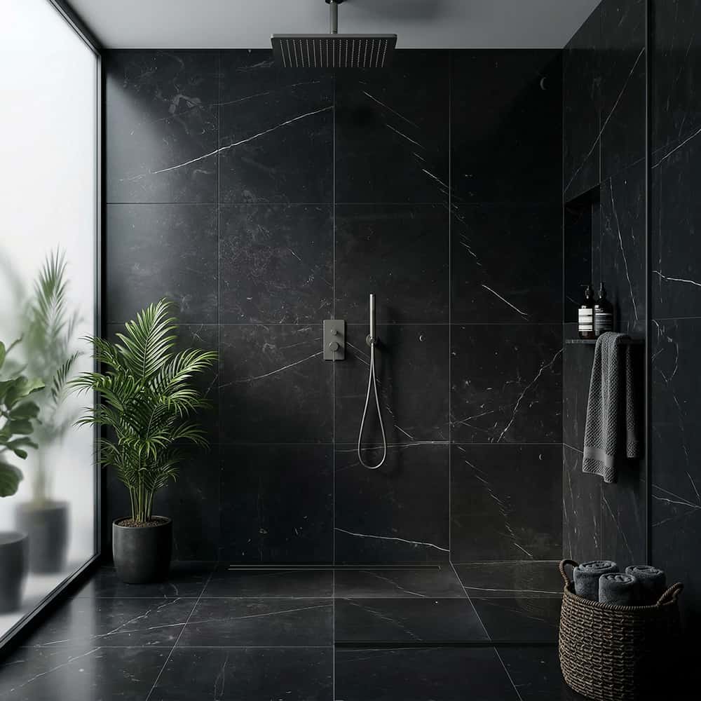 Black Honed Marble Tiles 18x18