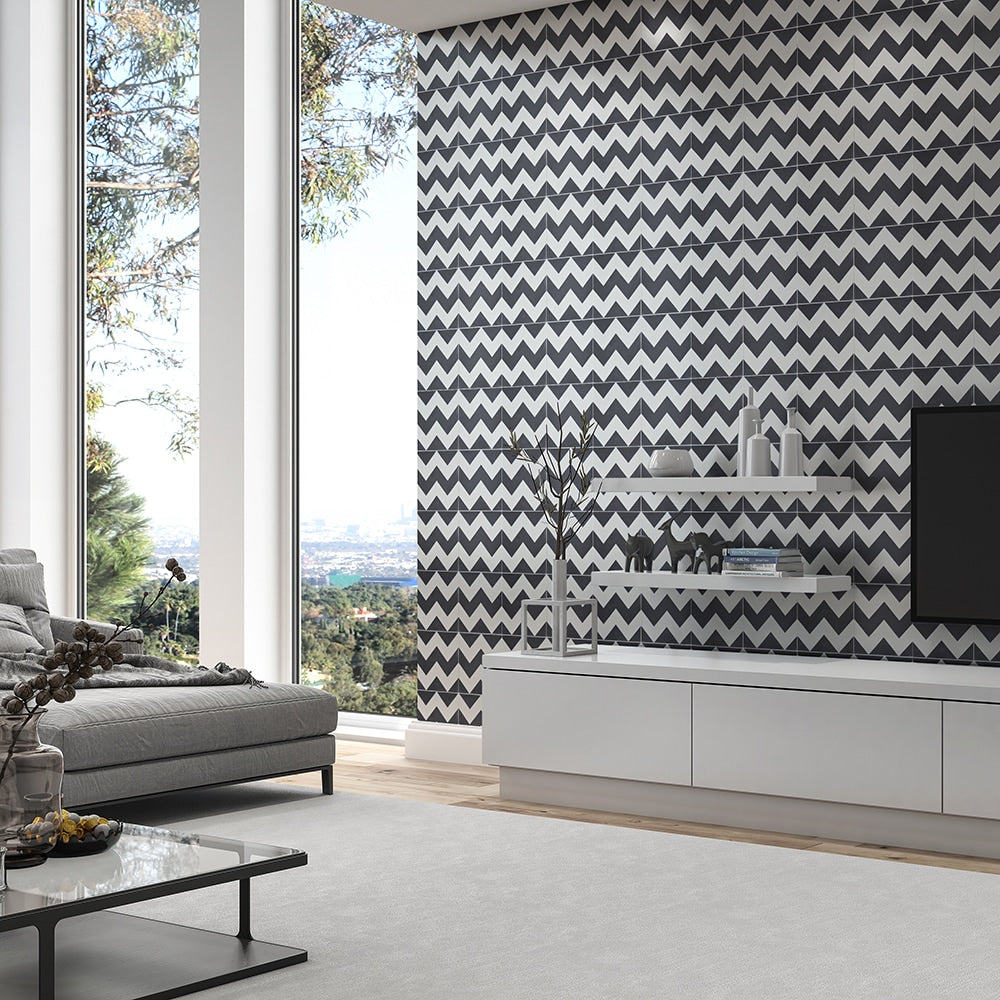 Handmade Chevron Honed Cement Tiles 8x8