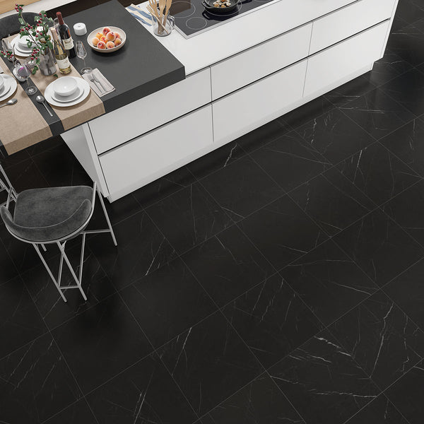 Black Honed Marble Tiles 18x18