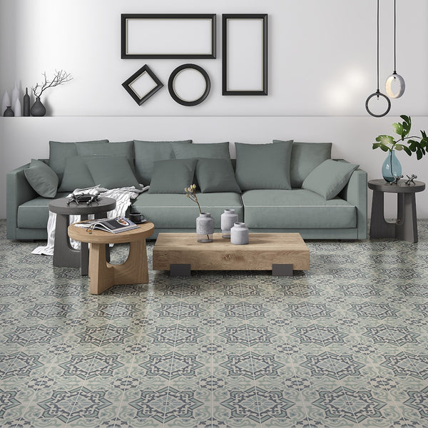 Handmade Teal Honed Cement Tiles 8x8