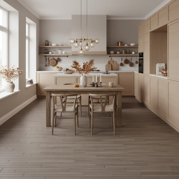 Almond Matte Groove Wood Look Porcelain Mosaics 8x40