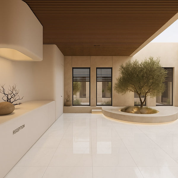 Crystal White Polished Marble Look Porcelain Tiles 24x24