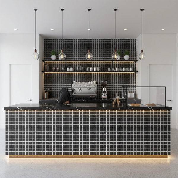 Gray Stone Gloss 1x1 Marble Look Porcelain Mosaics 12x12