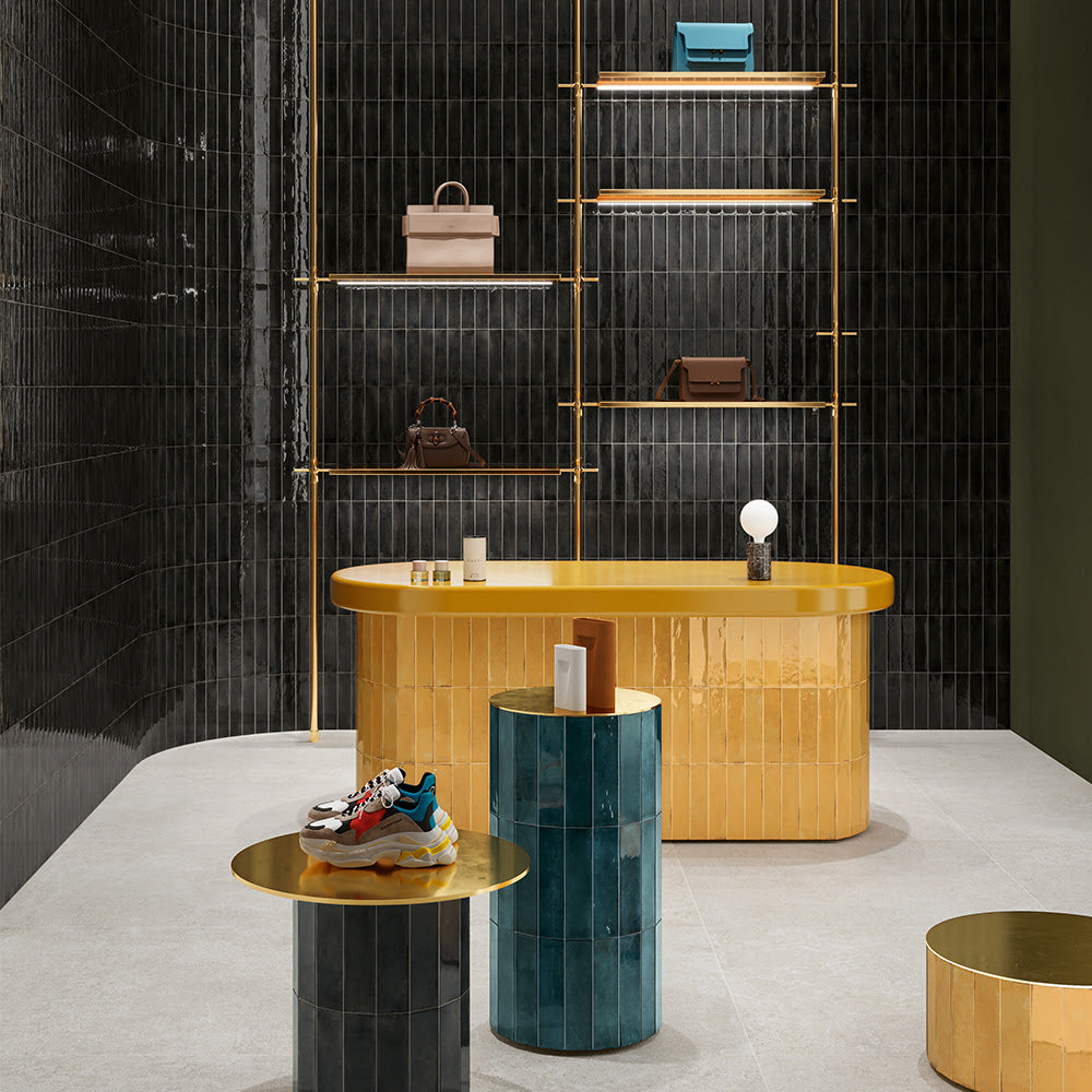 Fusion Antracite Polished Zellige Look Porcelain Tiles 2 1/2x10