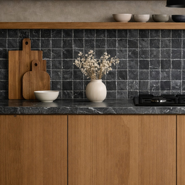 Nero Marquina Premium Tumbled Marble Tiles 4x4