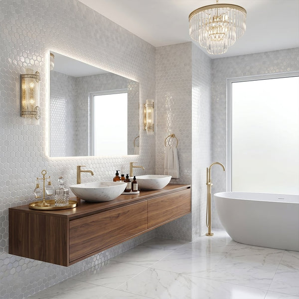Cloud Polished Hexagon Glass Mosaics 11 3/4x11 1/2