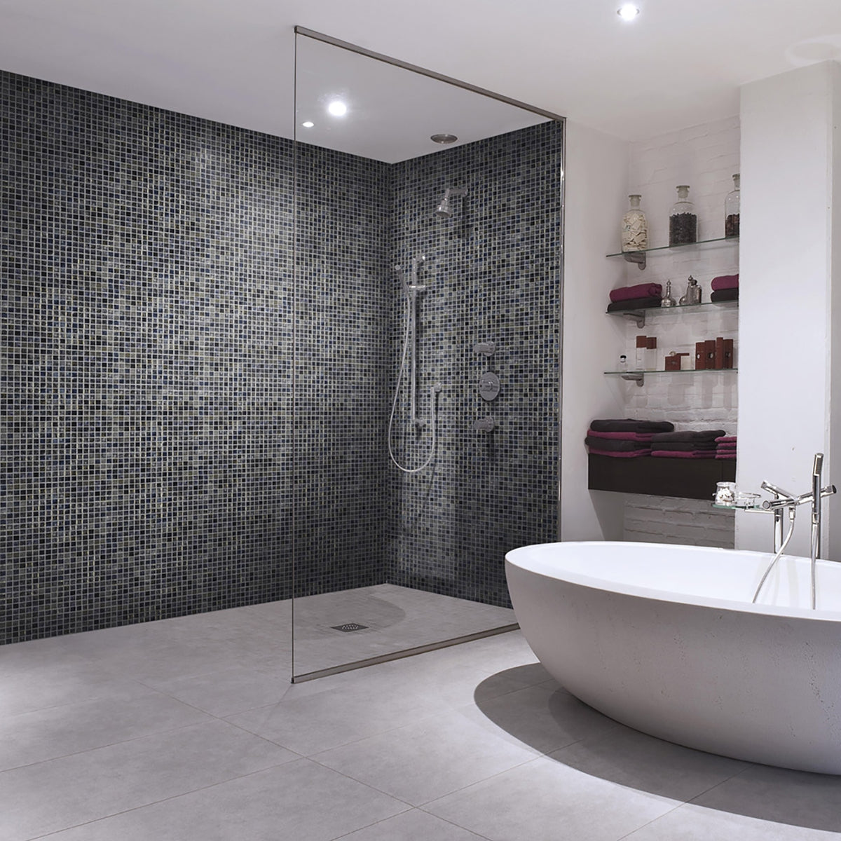 Arrecife Iridis Gray Luster 1x1 Glass Mosaics 12x18