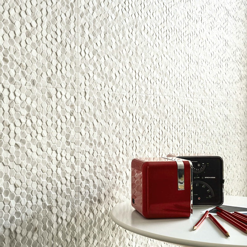 Blanco Honed Esagonetta Marble Look Porcelain Wall Decos 12x24