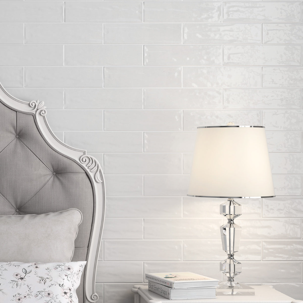 Roca Flow White Polished Ceramic Tiles 3x12