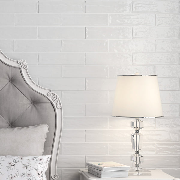 Roca Flow White Polished Ceramic Tiles 3x12