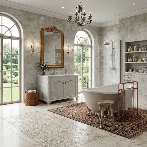 Arched Windows and a Freestanding Tub