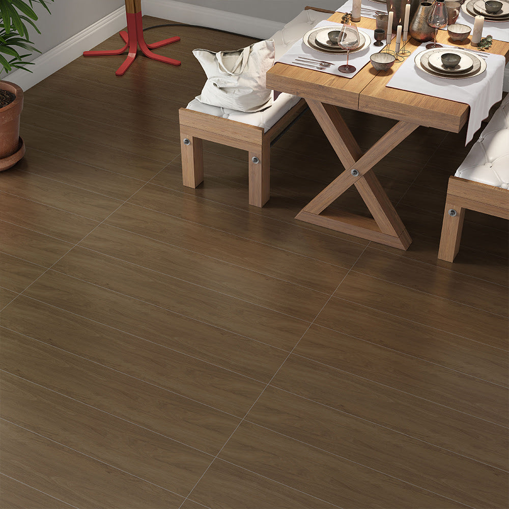 Marron Matte Wood Look Porcelain Tiles 8x48
