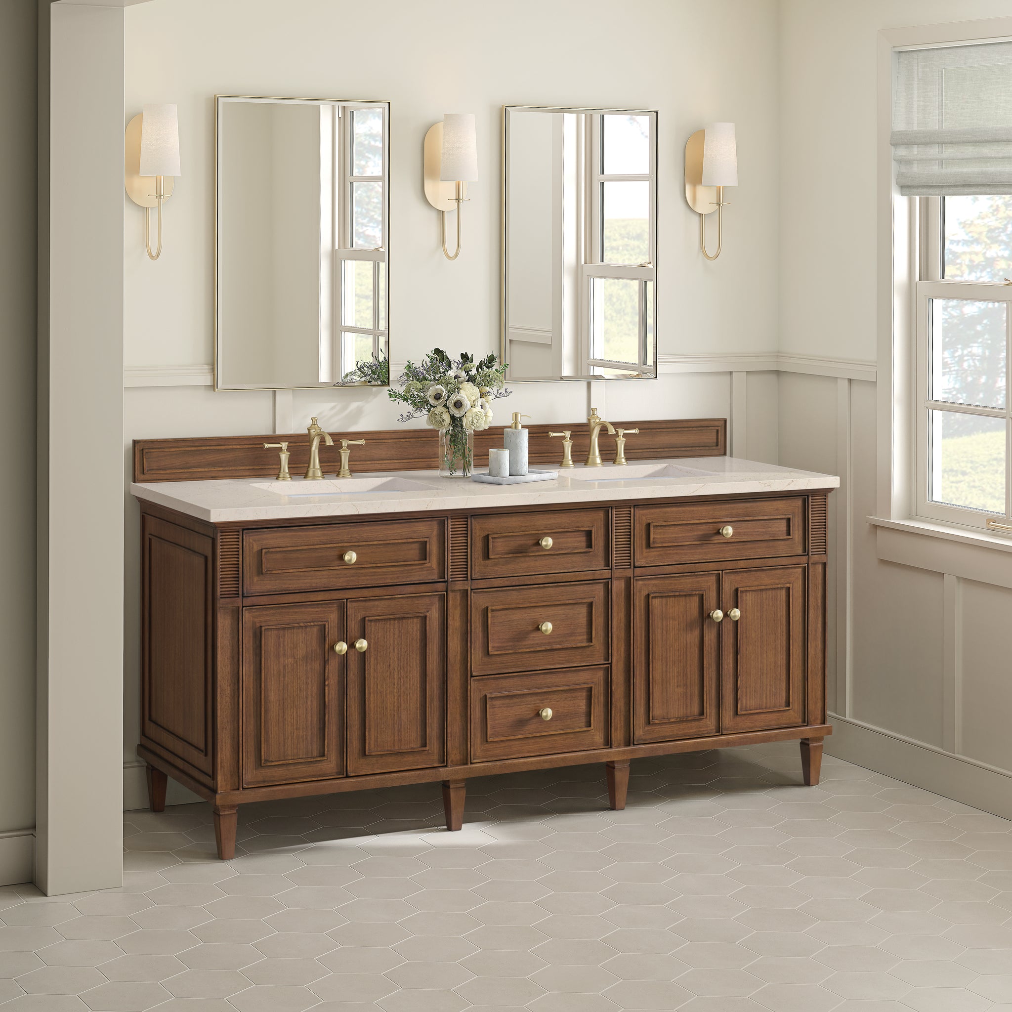 James Martin Lorelai 72" Double Bathroom Vanity, Mid-Century Walnut by James Martin