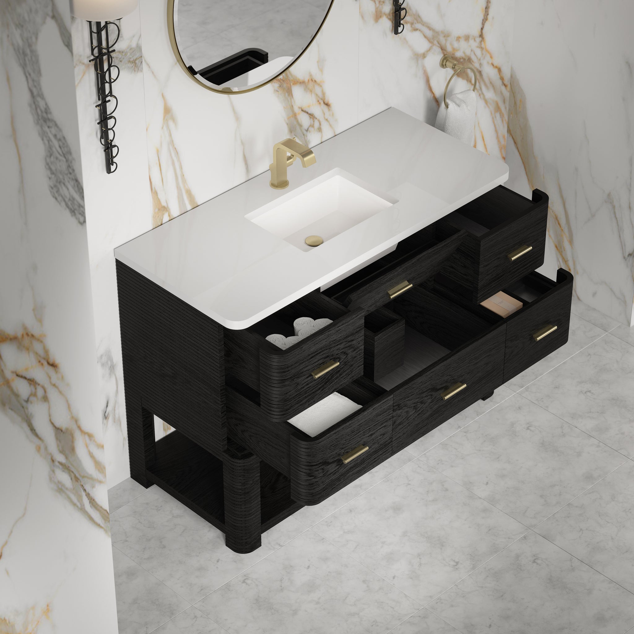 James Martin Lucian 48" Single Bathroom Vanity, Carbon Oak by James Martin