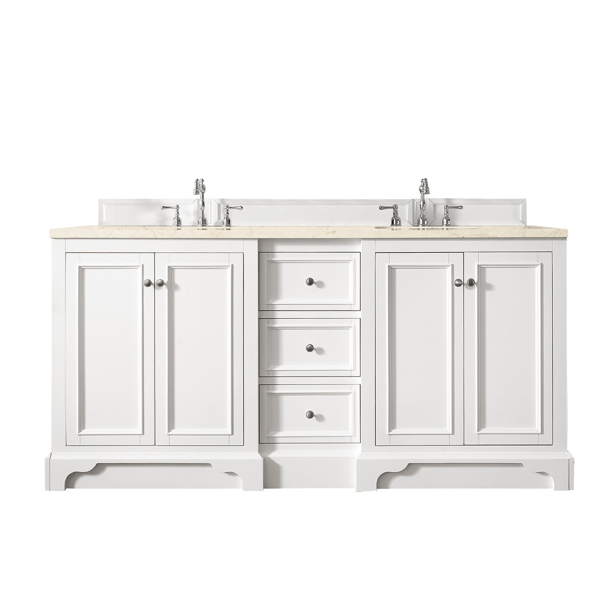 James Martin De Soto 72" Double Bathroom Vanity, Bright White with Eternal Marfil countertop