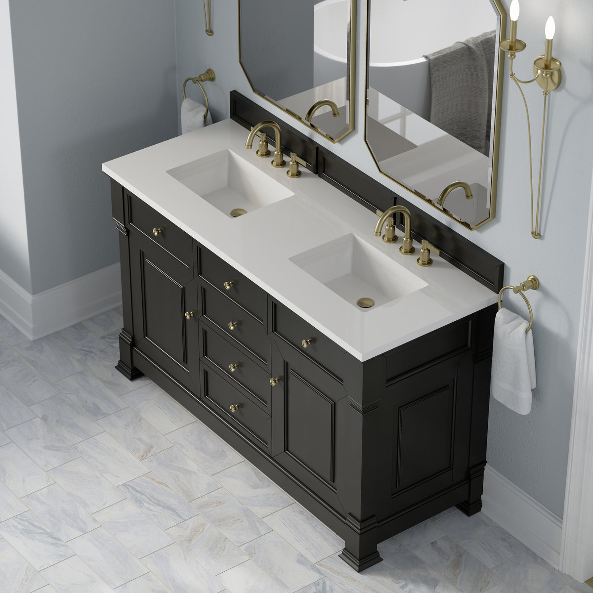James Martin Brookfield 60" Double Bathroom Vanity, Black Onyx, view 29