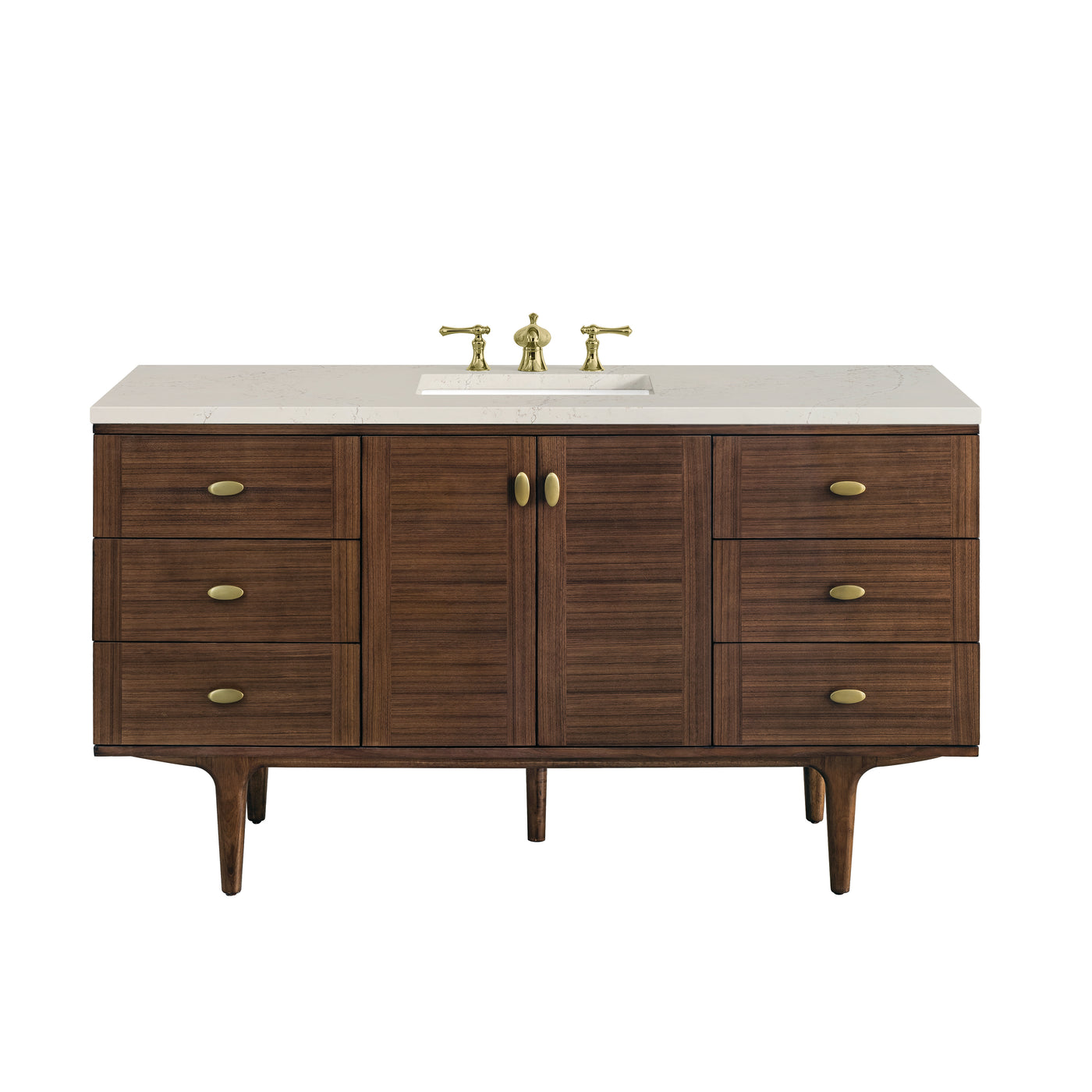 James Martin Amberly 60" Dual Mount Single Bathroom Vanity, Mid-Century Walnut by James Martin