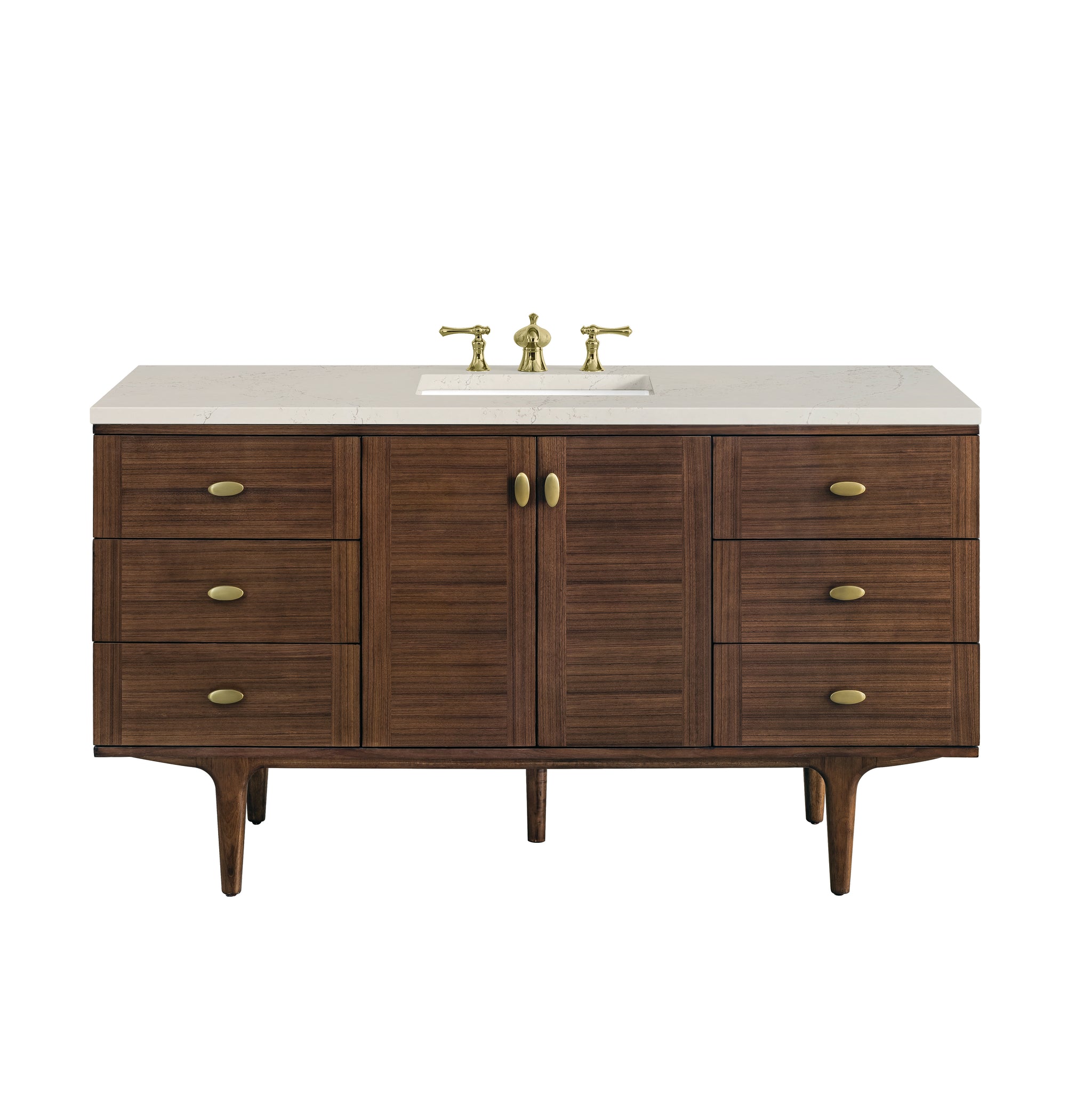 James Martin Amberly 60" Dual Mount Single Bathroom Vanity, Mid-Century Walnut by James Martin