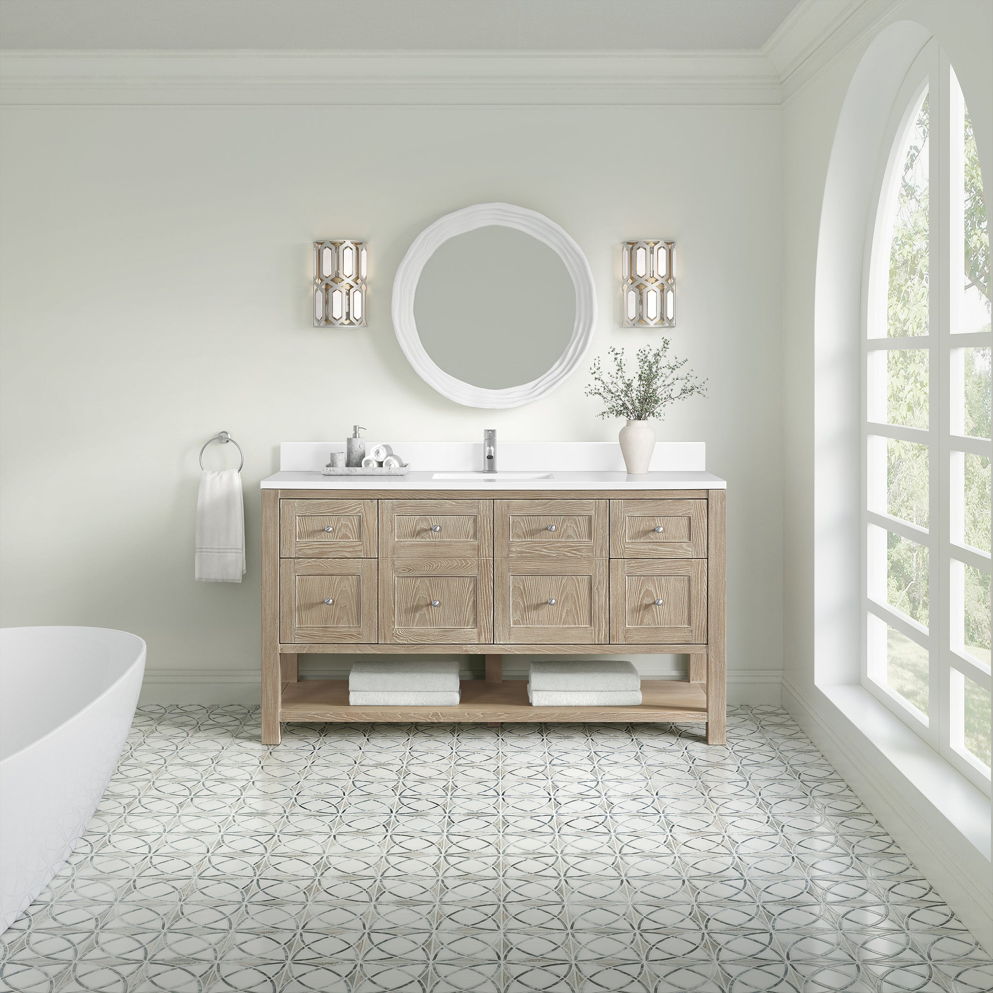 James Martin Breckenridge 60" Single Bathroom Vanity, Whitewashed Oak, view 38