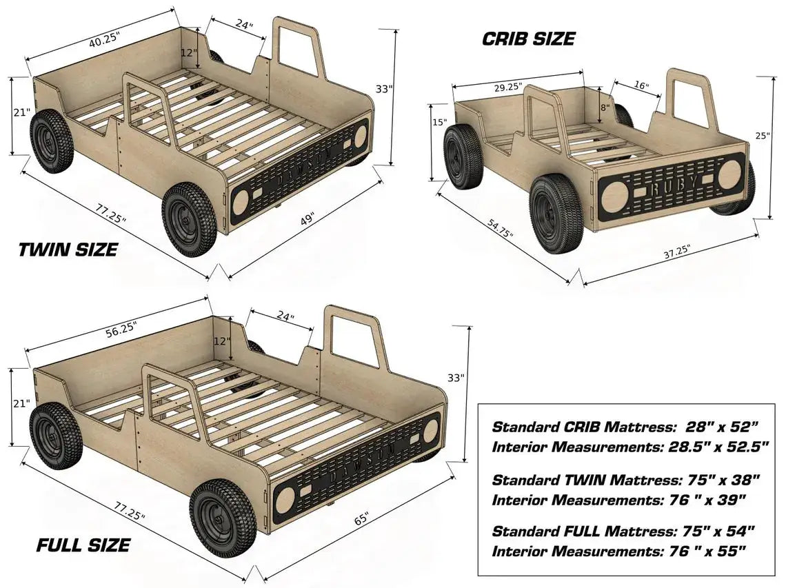 CAM V1- Bronco Bed With Real Wheels + Acrylic Grille by Bush Acres