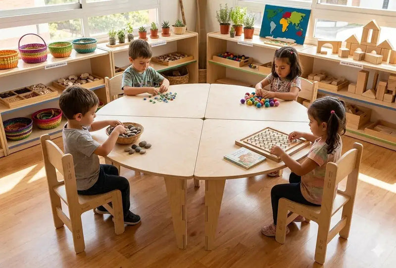 ARI- Semi-Circle Table with Set of 4 Chairs by Bush Acres