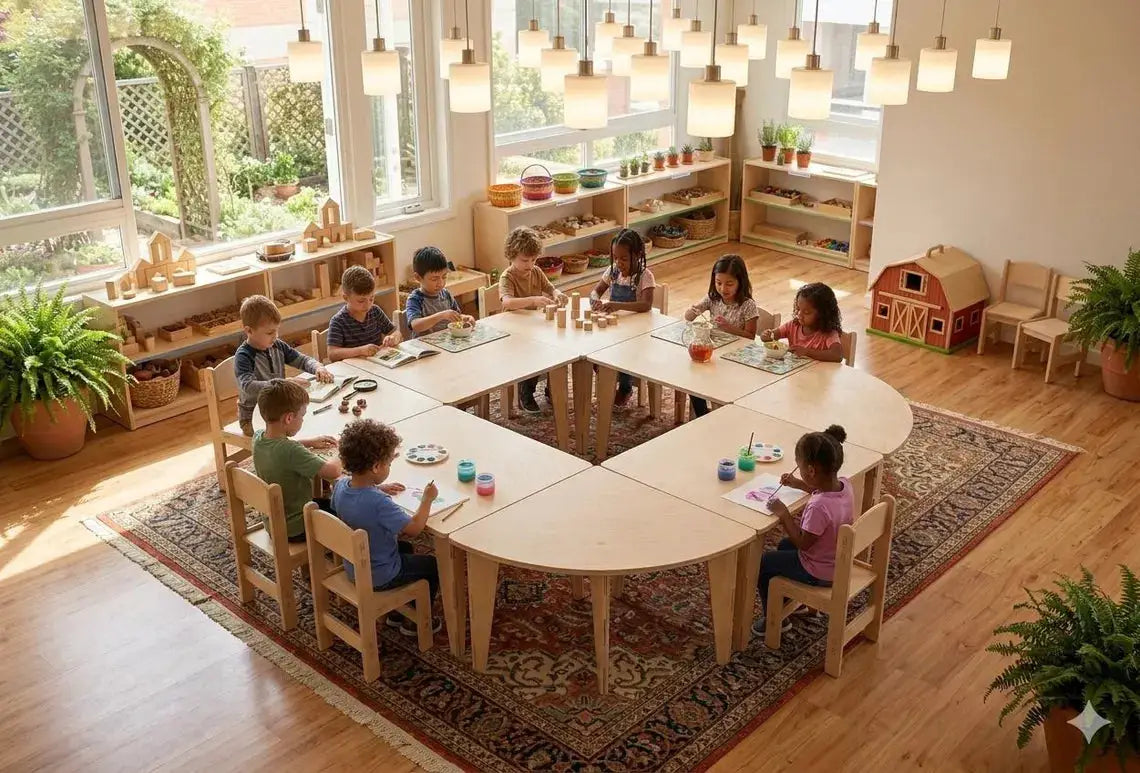 ARI- Semi-Circle Table with Set of 4 Chairs by Bush Acres