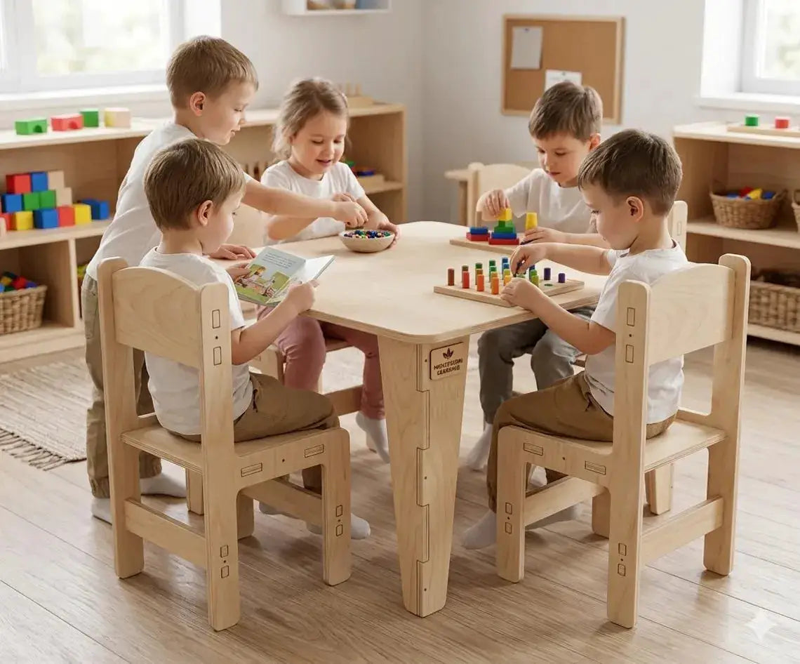 SCARLETT- Square Table with Set of 4 Chairs by Bush Acres