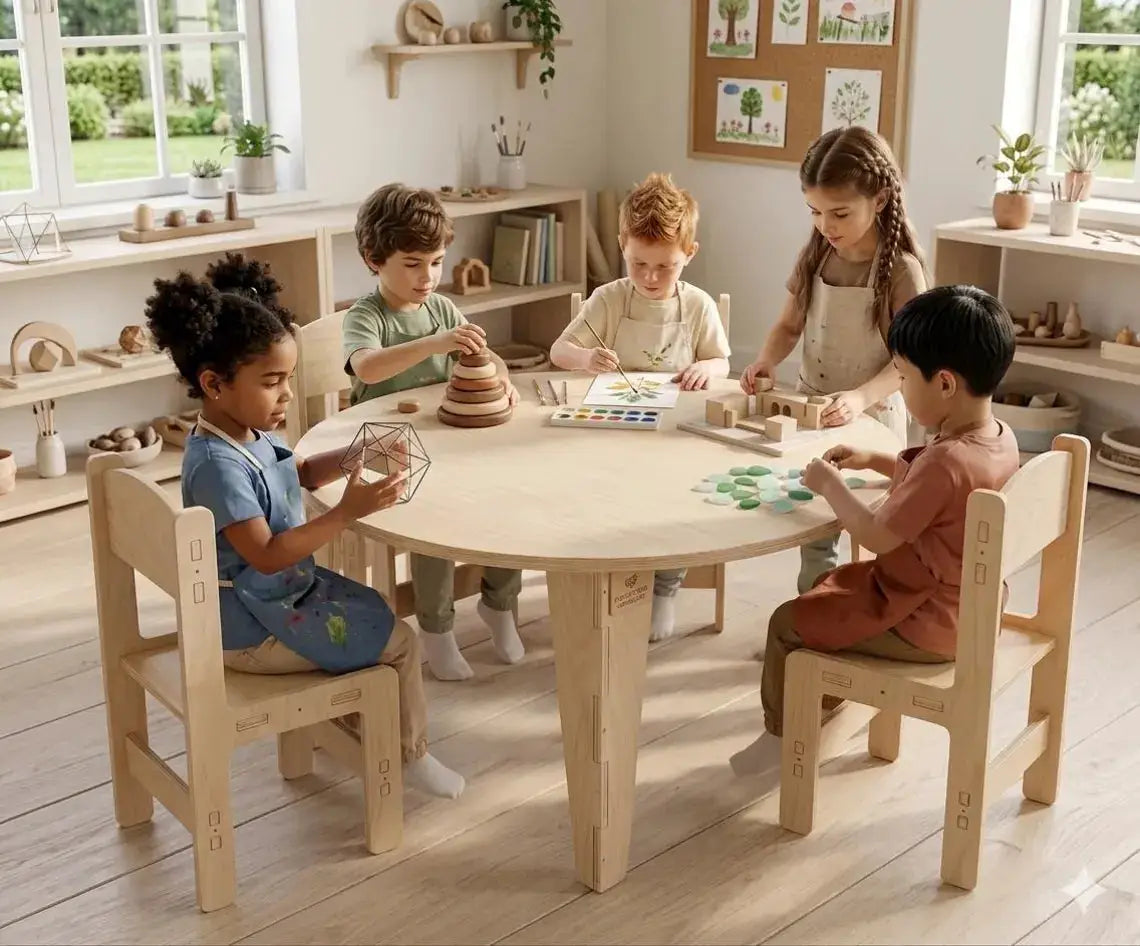 STELLA- Round Table with Set of 4 Chairs by Bush Acres