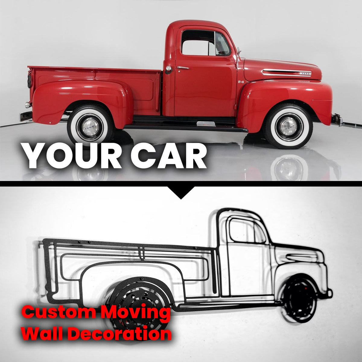 Custom Car Metal Wall Art with Spinning Wheels, Personalized Car Design, Custom Auto Gift for Men, Garage Decor, Your Car Line Art-KAFMEKA048, photo 8 of 11