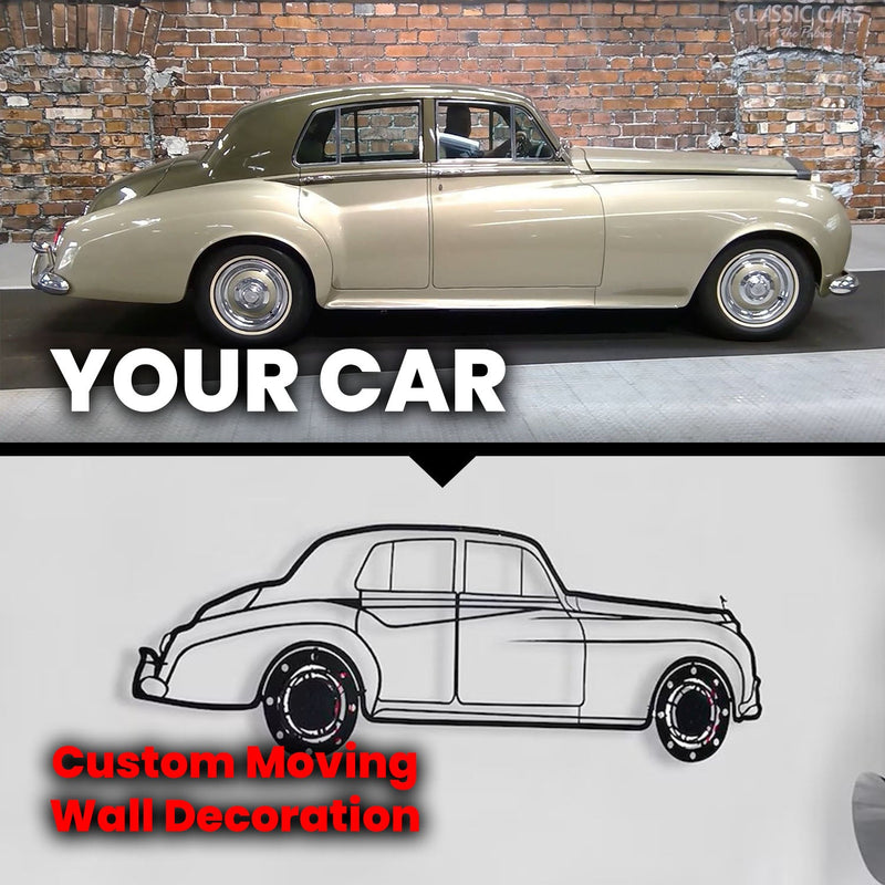 Custom Car Metal Wall Art with Spinning Wheels, Personalized Car Design, Custom Auto Gift for Men, Garage Decor, Your Car Line Art-KAFMEKA048, photo 9 of 11