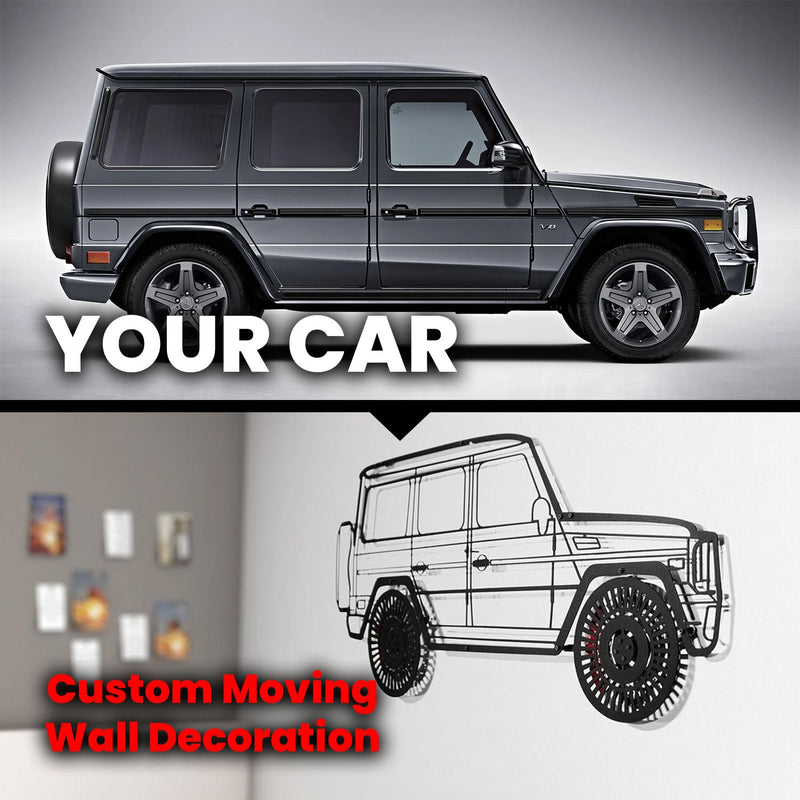 Custom Car Metal Wall Art with Spinning Wheels, Personalized Car Design, Custom Auto Gift for Men, Garage Decor, Your Car Line Art-KAFMEKA048, photo 11 of 11
