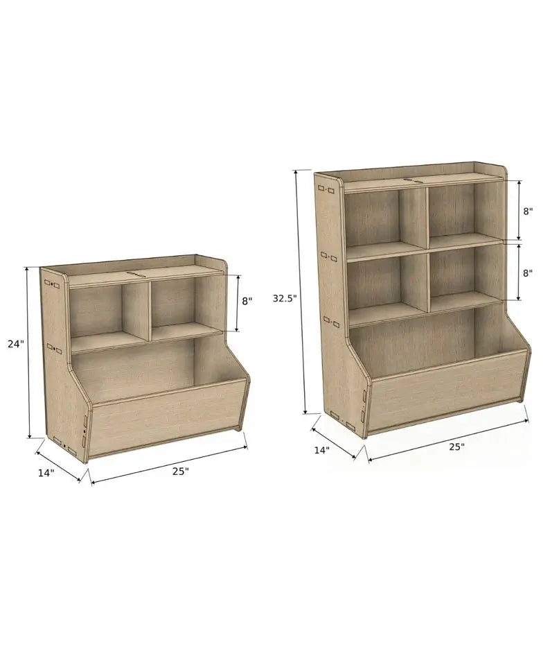 SHELBY- Toy Shelf + Storage Bin by Bush Acres