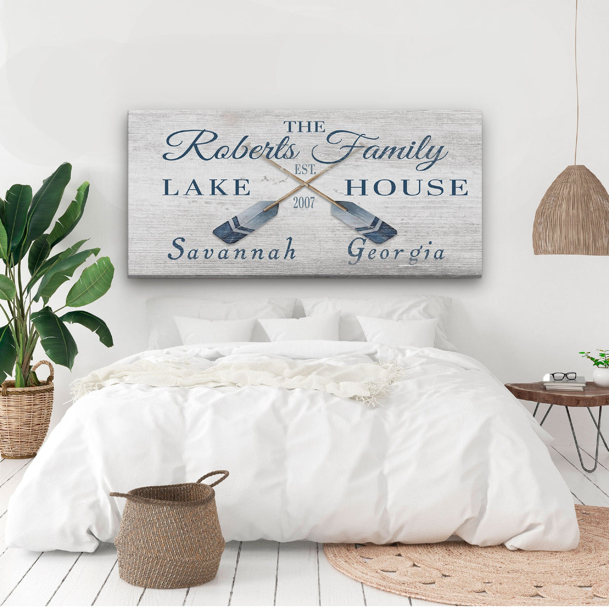Personalizable Lake - Beach House Family Name Canvas Sign, photo 8 of 9