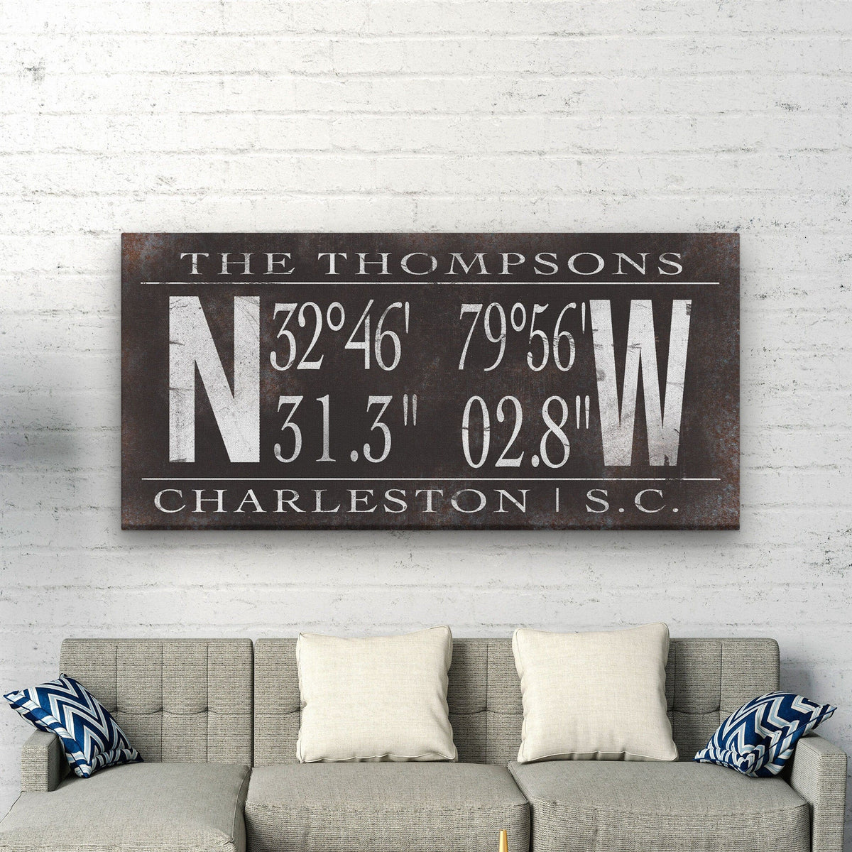 Personalized Family Name Latitude Longitude Coordinates Canvas Wall Decor, photo 4 of 8