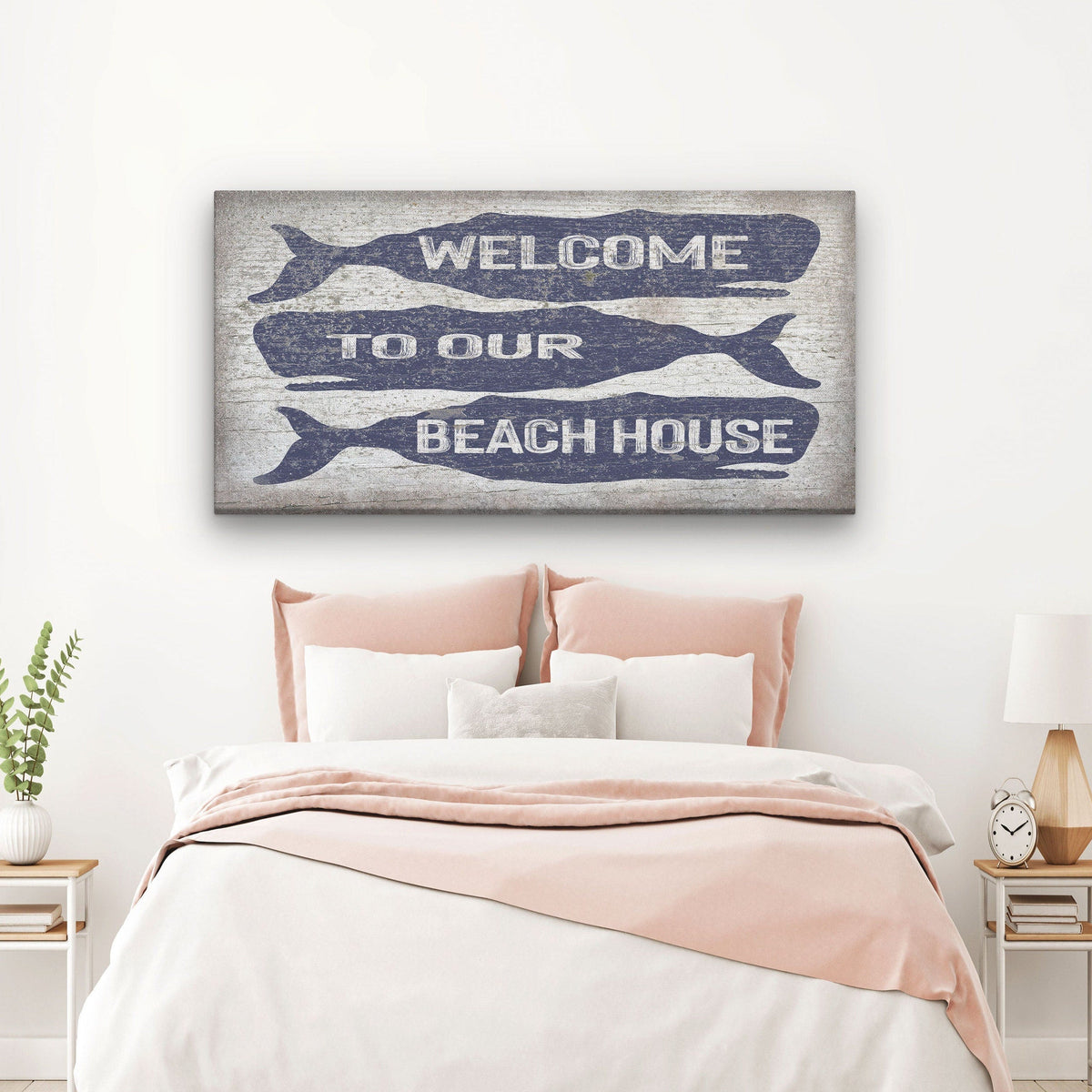 Welcome Sign with Whale - Beach House Name Sign - Coastal Wall Art, photo 4 of 10