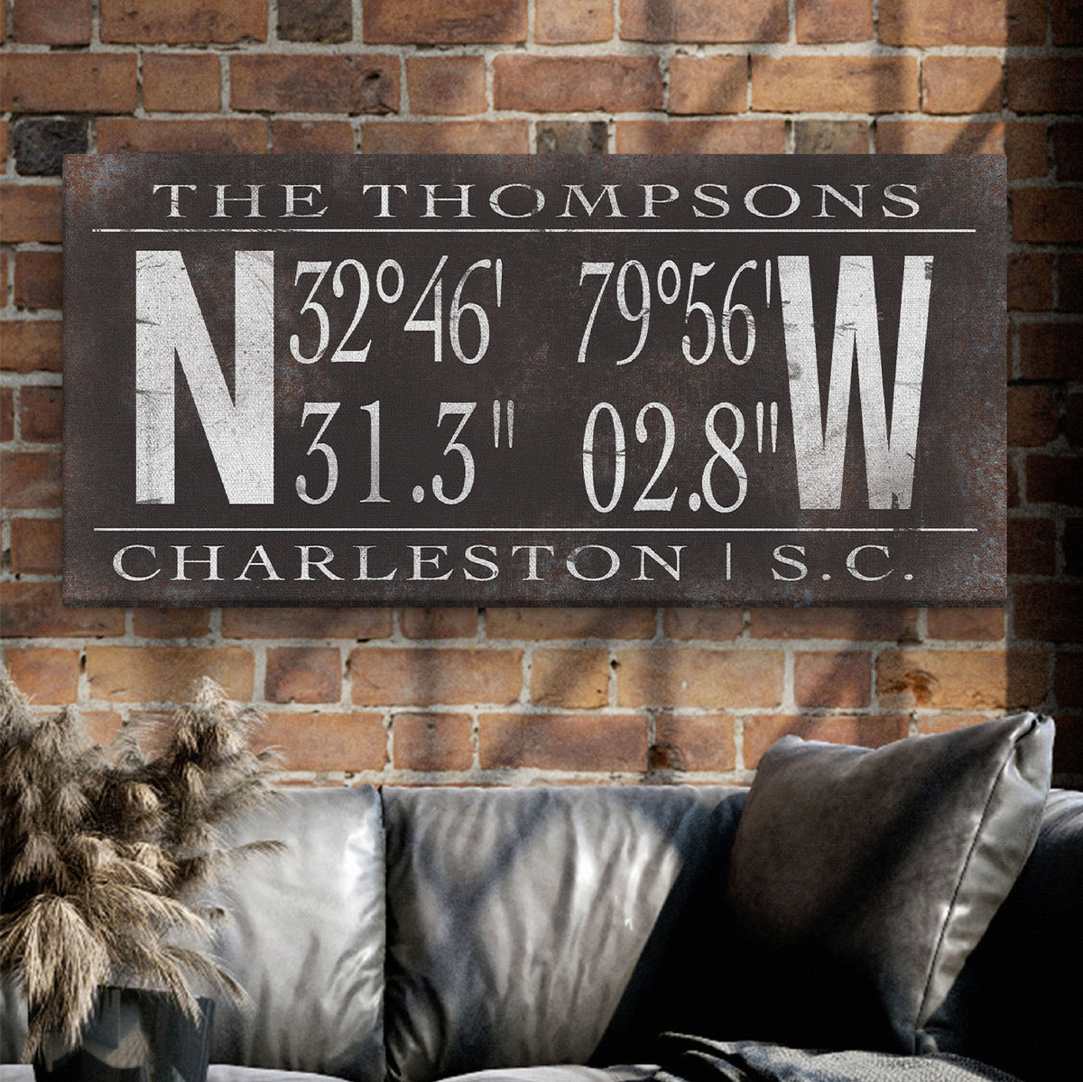 Personalized Family Name Latitude Longitude Coordinates Canvas Wall Decor, photo 3 of 8