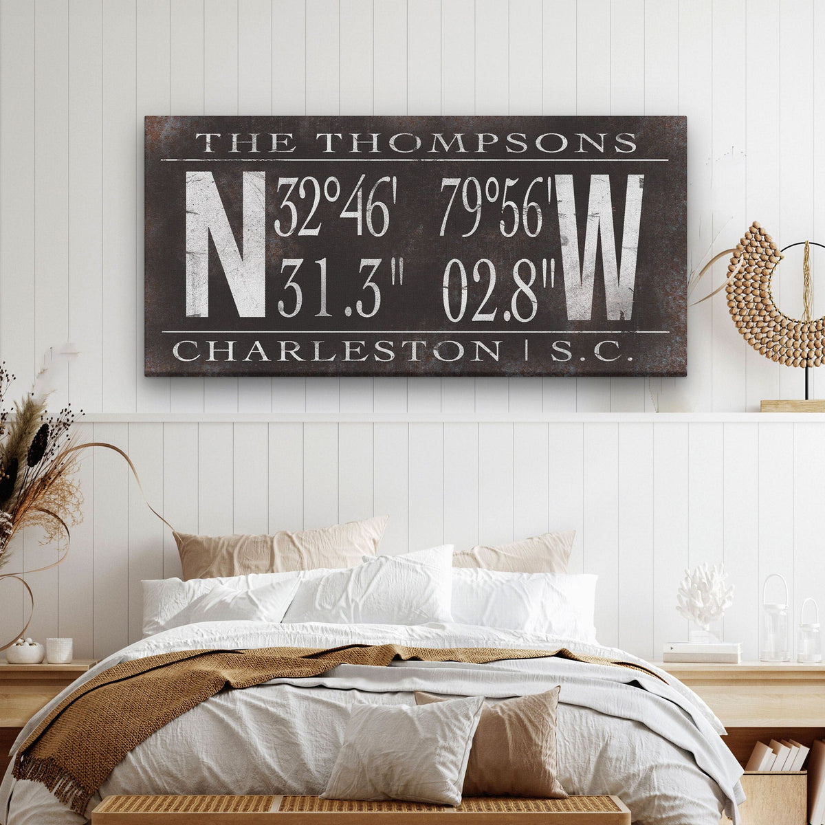 Personalized Family Name Latitude Longitude Coordinates Canvas Wall Decor, photo 2 of 8