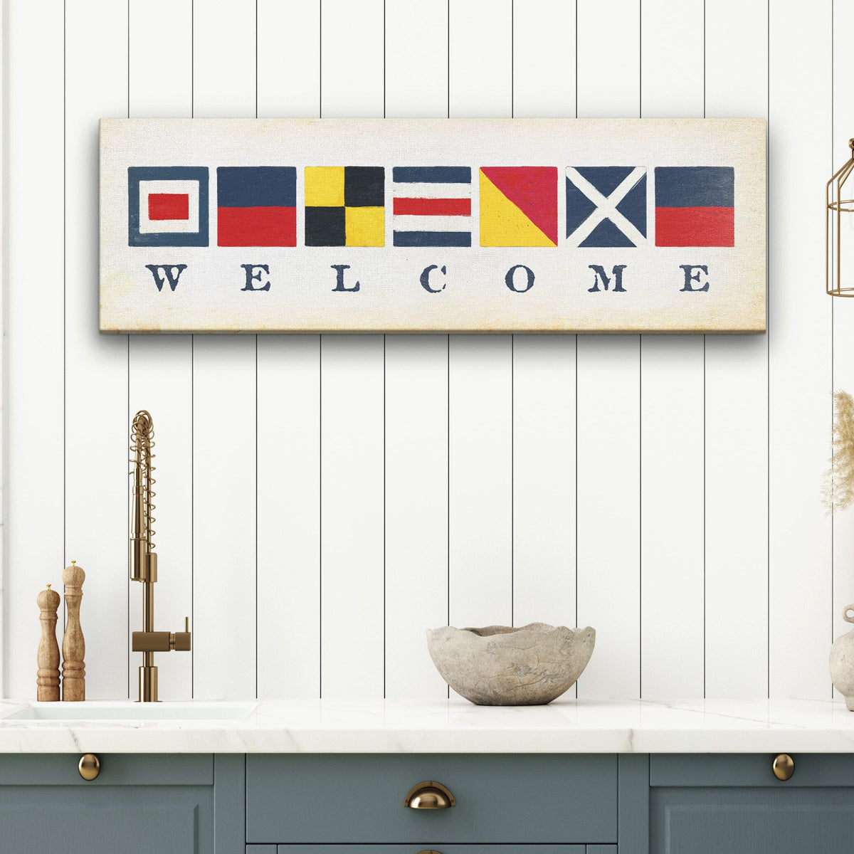 Nautical Welcome Flag Sign - Maritime Signal Flags - Coastal Wall Decor, photo 2 of 10