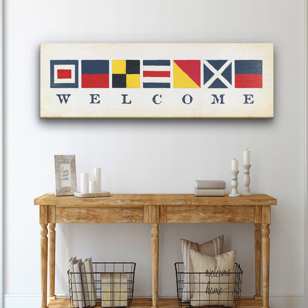 Nautical Welcome Flag Sign - Maritime Signal Flags - Coastal Wall Decor, photo 3 of 10
