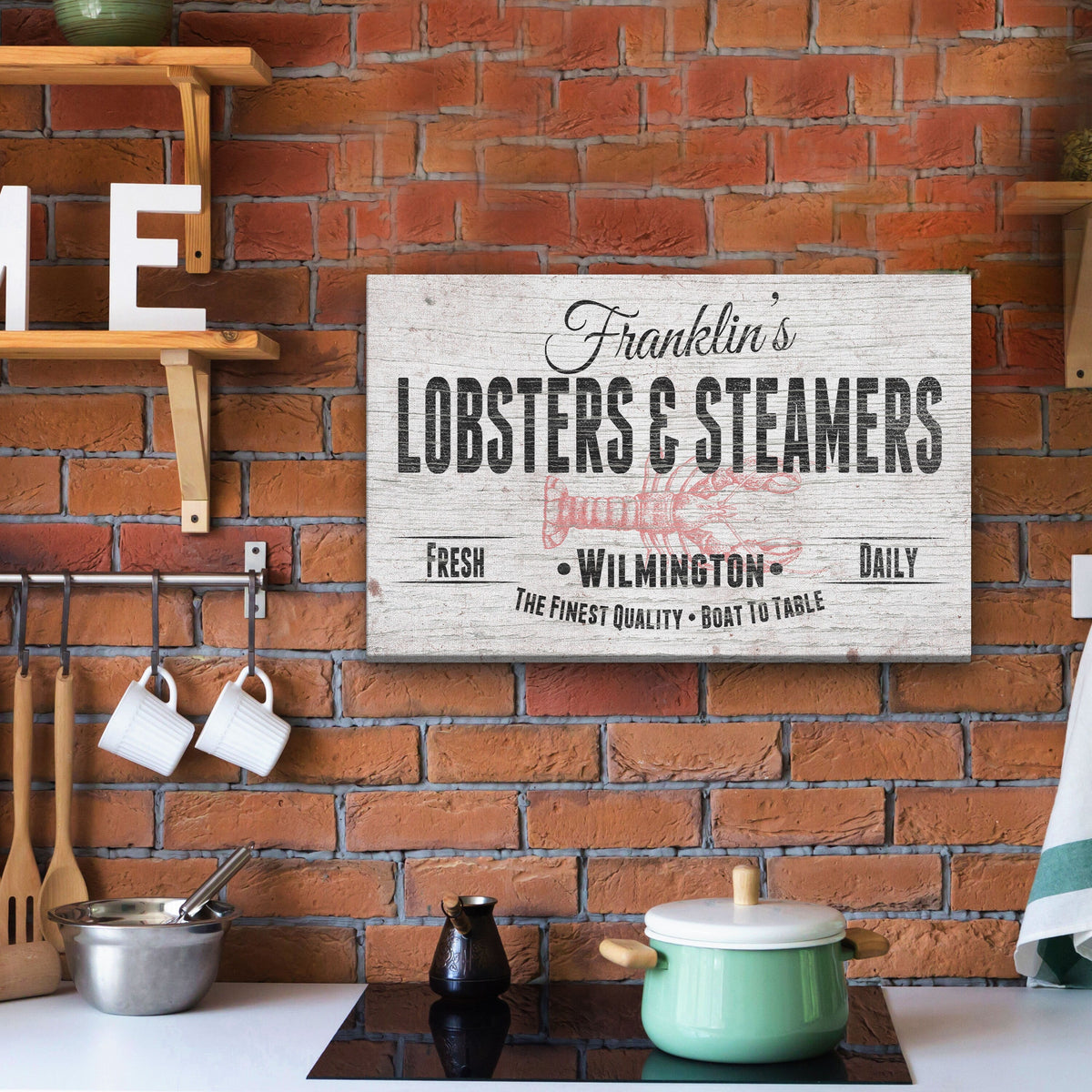Personalized Lobster & Steamers Restaurant Canvas Sign, photo 4 of 10