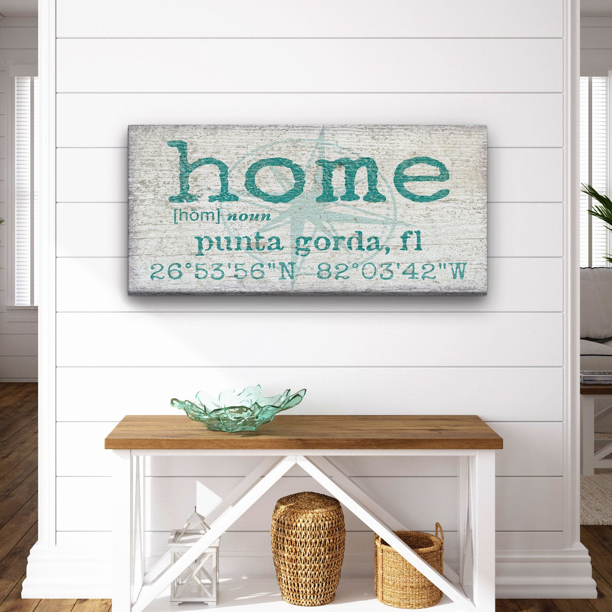 Personalized Home Compass Coordinates Canvas Wall Sign, photo 5 of 10
